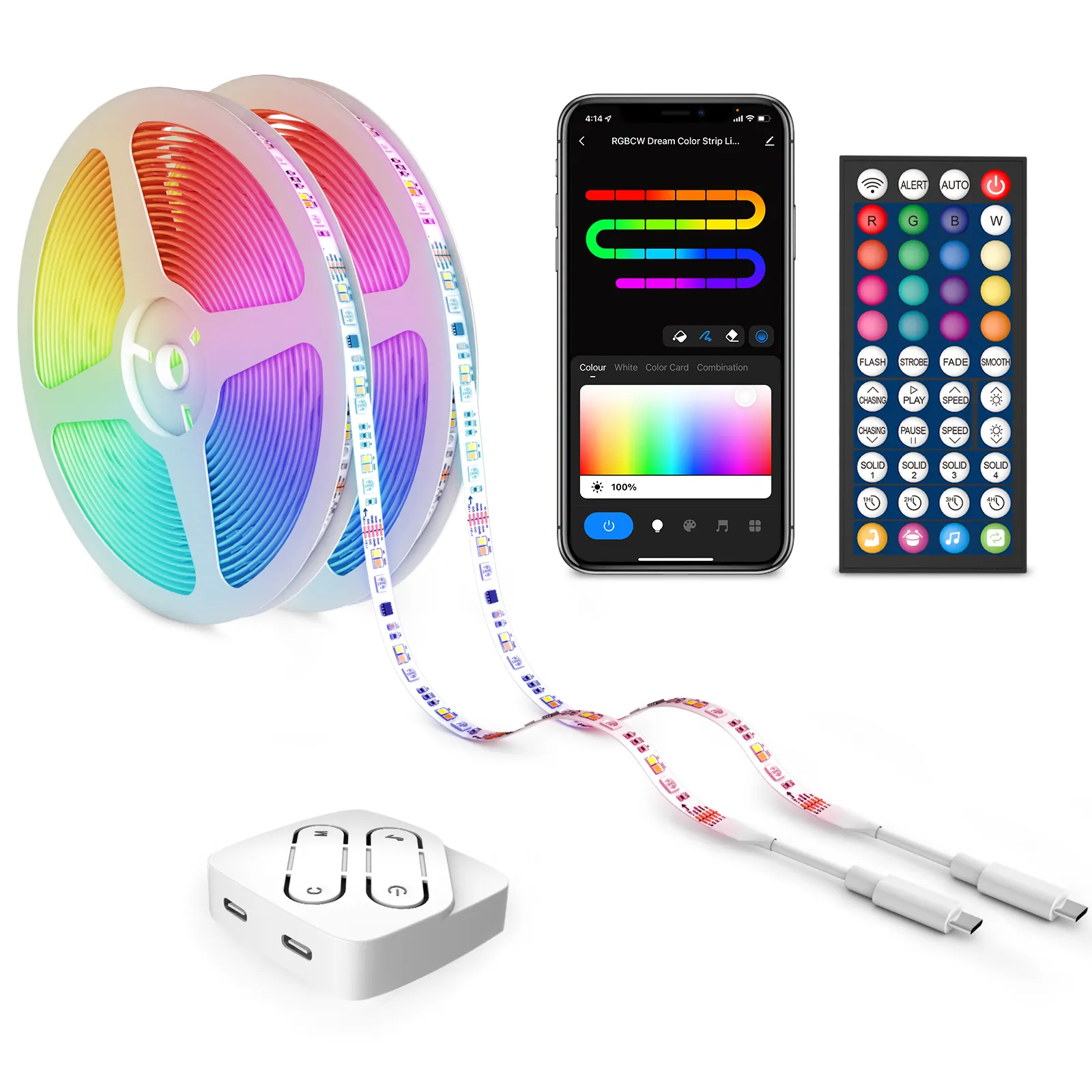 Smart LED Light Color Changing Alexa Smart APP Controlled WIFI RGBIC+CW+WW Music Sync Bedroom Decoration LED Lights 5M 10M Strip