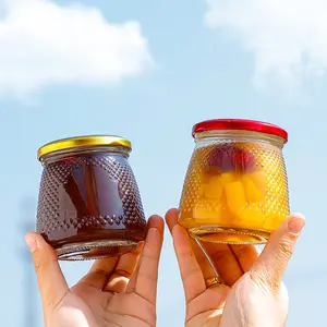 High Quality Empty Clear Wide Mouth 150ml 280ml 380ml Food Glass Storage Jar With Metal Lids