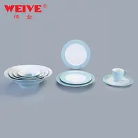 Weimer brilhante cor azul claro vitrificada, conjunto de louça de jantar de luxo porcelana louça de cerâmica fina para hotel