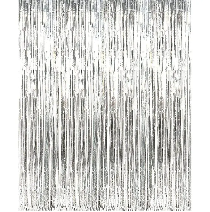 Foil Curtains Metallic Tinsel Backdrop Curtains Door Fringe Curtains for Wedding Birthday Christmas Halloween Disco Party Favour