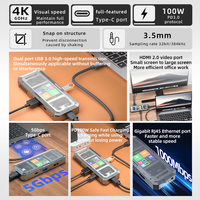 Base de Conexión USB-C 7 en 1 PIVA G71 con Pantalla Digital, Hub Tipo-C para iPad/Teléfono Móvil, Puerto de Audio de 3.5mm, 1 Año de Garantía