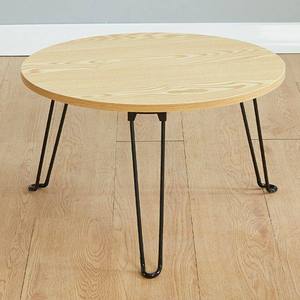 Tavolino da Caffè Rotondo Pieghevole <span class=keywords><strong>in</strong></span> Stile Nordico, <span class=keywords><strong>Piano</strong></span> <span class=keywords><strong>in</strong></span> <span class=keywords><strong>Legno</strong></span> con Gambe <span class=keywords><strong>in</strong></span> Ferro Battuto, Mini Tavolo da Pranzo per Soggiorno Moderno - Product Image 6