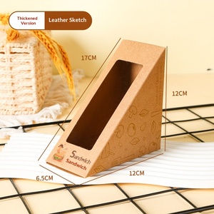 Boîte d'emballage pour sandwichs vintage, épaisse, biodégradable, design triangulaire, avec fenêtre transparente - Product Image 6