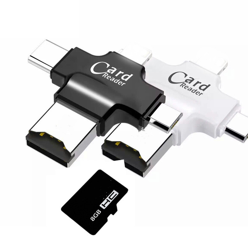 16GB 32G 64gb 128G 4 in1 Micro Memory card Type C OTG SD Card Reader for iPhone Android Samsung