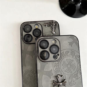 Cover per <span class=keywords><strong>iPhone</strong></span> 17 Air, design cromato trendy a croce, <span class=keywords><strong>nero</strong></span>, accessori 3D fai da te, custodia per <span class=keywords><strong>iPhone</strong></span> 14 15 Pro Max Heart 16 Plus - Product Image 5