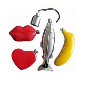 Estilos creativos y diversos <span class=keywords><strong>de</strong></span> Mini Wine Pot Banana Heart Fish Hip Flask portátil y esencial para salir y acampar - Product Image 2