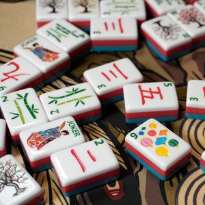 Tuiles de Mahjong américaines en acrylique style Kyoto <span class=keywords><strong>japonais</strong></span>, motif grue et éventail pliant, kit de jeu de Mahjong pour les amateurs de Mahjong - Product Image 3