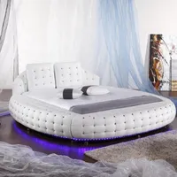 De cuero sintético con estilo moderno barato cama redonda diseños cama