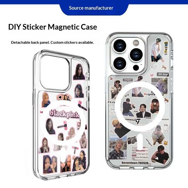 Changeable Black Magnetic Two-in-One Cartoon for Case with Detachable Design Injection Molded