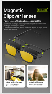 Gafas inteligentes Sistema de altavoces de oreja abierta Altavoces con tecnología de asistente inteligente Respuesta de llamadas manos libres + dos pares de lentes - Product Image 2