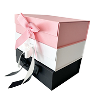 Emballage en carton pliable personnalisé de qualité Boîtes cadeaux magnétiques de luxe en rose avec ruban