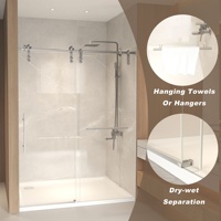 Porte de douche coulissante en verre trempé avec finition nickel brossé
