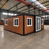 Maison préfabriquée moderne à double aile de 20, 30 ou 40 pieds, 1 à 4 chambres, avec porte en verre blanc, maison conteneur modulaire extensible