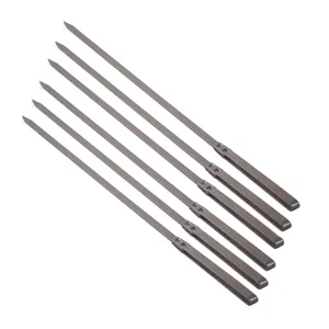 Brochettes de Barbecue réutilisables, lot de 15, bâton en acier inoxydable, Kebab de fer pour un Camping en plein air, outils de pique-nique et de cuisine