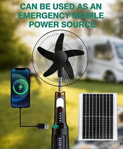Ventilatori Solari da 16/18 Pollici con Motore DC a Spazzole 12V, Luci LED Esterne, <span class=keywords><strong>Ventilatore</strong></span> a Piantana Ricaricabile, <span class=keywords><strong>Ventilatore</strong></span> da Terra, Antizanzare, Metallo+Plastica - Product Image 6