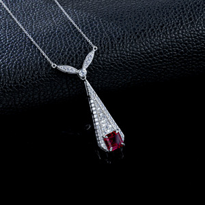 S925 Silver Fashion Vintage Lab‑Created <b>Ruby</b> <b>Necklace</b> - Product Image 2