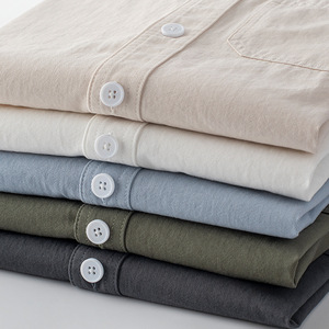 Chemise de travail pour homme en coton 100% pour l'automne, style américain et britannique, couleur unie, manches longues, col à revers de haute qualité, style décontracté, lavage - Product Image 3