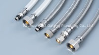 820003-02 Vanne droite à raccord rapide 1/2" x 1/2"FIP, Tuyau flexible métallique tressé en acier inoxydable 304, CUPC NSF pour alimentation de robinet