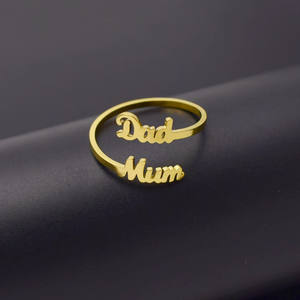 INS Hot Design High Polished Silver Plated Adjustable Stainless Steel Dad <strong>Mum</strong> <strong>Rings</strong> Custom Name Words <strong>Rings</strong> for Lover - Product Image 3