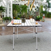 Table de camping pliante carrée légère en aluminium portable en gros avec sac de transport