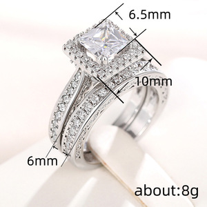 Elegante Set di Anelli Geometrici a Due Pezzi per Donne, Gioielli di Lusso per Matrimoni e Moda - Product Image 5