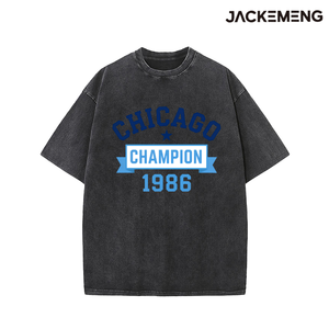 T-shirt en coton délavé oversize style universitaire rétro CHICAGO 1986 <span class=keywords><strong>Champion</strong></span>, imprimé en bloc, streetwear rétro, décontracté, entrepôt USA - Product Image 4
