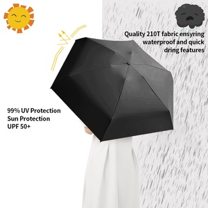 Parapluie de poche super mini 5 plis 19 pouces 6K, parapluie compact plié de 18 cm avec pochette - Product Image 4