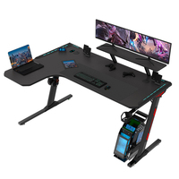 AOR ESPORTS Meja Sampel Gratis, Meja Komputer Tablet Game Dapat Dilipat Penyangga Kaca Warnet Portabel Bentuk L