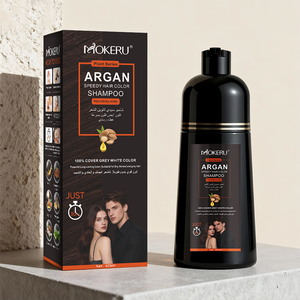 MOKERU Shampoo Colorante Naturale alle Erbe, Tinta <span class=keywords><strong>Senza</strong></span> <span class=keywords><strong>Ammoniaca</strong></span> con Olio di Argan, Nutriente e Duraturo per Copertura dei Capelli Grigi, 420ml - Product Image 2
