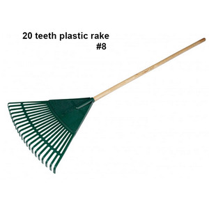 Goede kwaliteit, hoge elasticiteit, landbouw, 20-tands handtuin gereedschap, <span class=keywords><strong>plastic</strong></span> bladhark met houten steel - Product Image 6