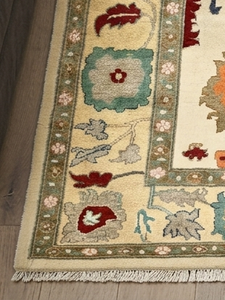 Coral Weavers Vibrant Handmade Floral Oushak Wool Rug Persian Style Medium Pile Hand Knotted for Living <b>Room</b> Commercial Use - Product Image 2