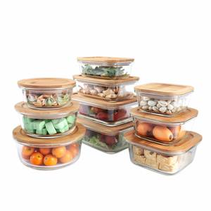 Recipiente de Vidrio para Conservar Alimentos para Picnic con Tapa de Bambú, Caja de Almacenamiento de Alimentos de Vidrio - Product Image 5