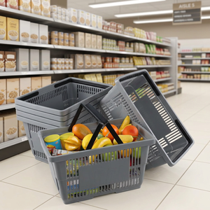 Cesta de Compras de Plástico para Supermercado con Asas Dobles - Product Image 1