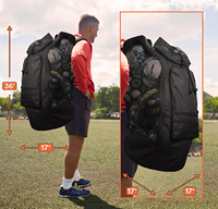 Tas Perlengkapan Sepak Bola XL Soccer Mesh 36 Inci, Tas Bola Olahraga Besar, Ransel Pelatih Polyester 600D, Muat 13+ Bola dengan Webbing MOLLE