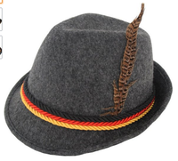 Chapeau en feutre unisexe pour adultes, style alpin bavarois, Oktoberfest, avec plumes