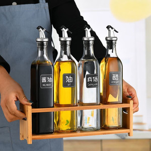 Glass Oil Bottle Rectangle Metal Lid L Size Liquid Seasoning Storage Jar For Kitchen Use - Product Image 2