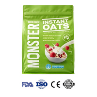 Custom Printed Eight Side Seal Flat Bottom Pouches, High Barrier Bags for Instant Oatmeal Cereal, Custom Logo Printing