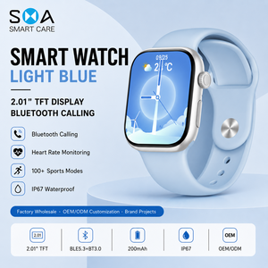 Smartwatch Blu alla Moda con Schermo Grande da 2,01 Pollici, Tracker Fitness Quadrato, Logo Personalizzabile per il Mercato all'Ingrosso e Regali - Product Image 1