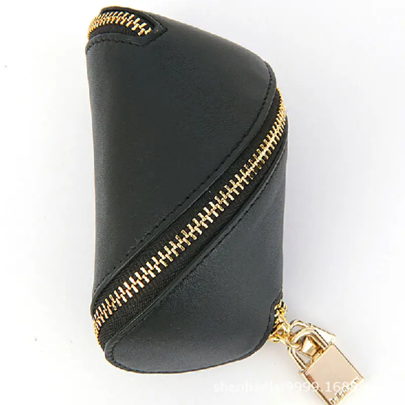 Handmade top grain leather coin purse fashion keychain coin purse men coin case pouch