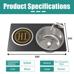 Évier compact et plaque de cuisson à induction JDA, combo innovant en acier inoxydable SS304, gain de place pour maison mobile, caravane et vie nomade - Product Image 2