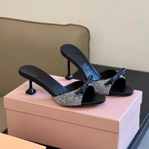 2026 New Style Rhinestone Elegant <b>High</b> <b>Heel</b> Sandals Women's Slim <b>High</b> <b>Heel</b> Fashion Designer <b>Slippers</b> - Product Image 5