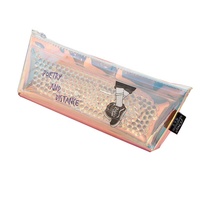 En gros brillant pvc pochette à crayons pour filles pvc transparent papeterie pvc sac à fermeture éclair pour paquet de stylo