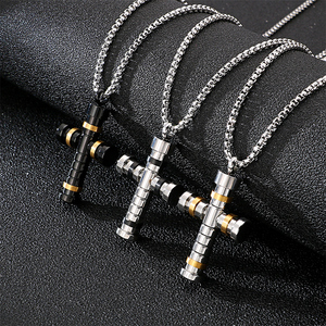 Suaoken — collier avec pendentif en acier inoxydable pour hommes, bijou fin, 3 couleurs - Product Image 4