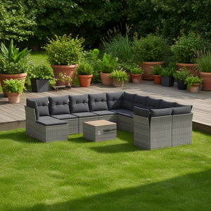 Salon de jardin en rotin Nibba Outdoor, 6 places, résistant aux intempéries, design contemporain, pour terrasse et jardin - Product Image 2