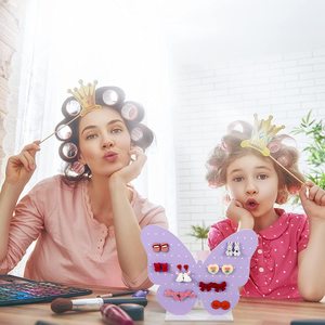 Haute qualité violet papillon en forme acrylique boucles d'oreilles affichage panneau perforé boucle d'oreille cerceau support affichage - Product Image 5