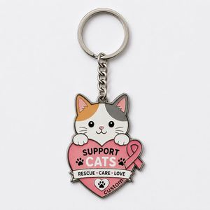 Porte-clés personnalisés en gros pour chats, porte-clés de sensibilisation au sauvetage des chats, porte-clés souvenir pour organisation caritative de protection animale - Product Image 2