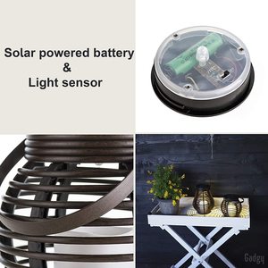 Ensemble de lanternes solaires rondes en forme de boule 2024, aspect rotin, décoration de jardin d'extérieur, lanterne suspendue en rotin - Product Image 3