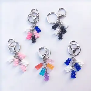 Creative Handmade Colorful Candy Color Bear Key rings Resin Bear Animal Gummy Bear Keychains