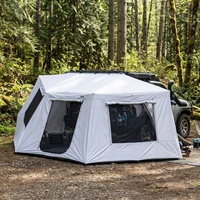 Annexe de camping 180 Awning 2M en Oxford 900D imperméable et résistant aux déchirures, 3 pièces, 1 porte, 2 fenêtres, 8 piquets, universelle pour 4x4