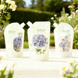 Custom Printed Leak Proof Seal Durable Flat Bottom Stand up Spout <b>Pouch</b> for Dishwashing Liquid Body Wash Refill Packaging - Product Image 1